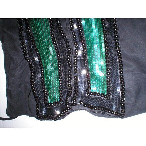 New Womens 2 4 NWT Designer Marni Dress Black Silk Green Sequins Italy 40 Short - Picture 11 of 12